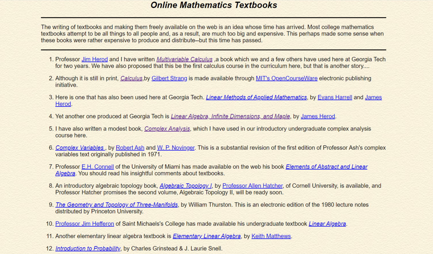 Online Mathematics Textbooks - free Mathematics textbooks online